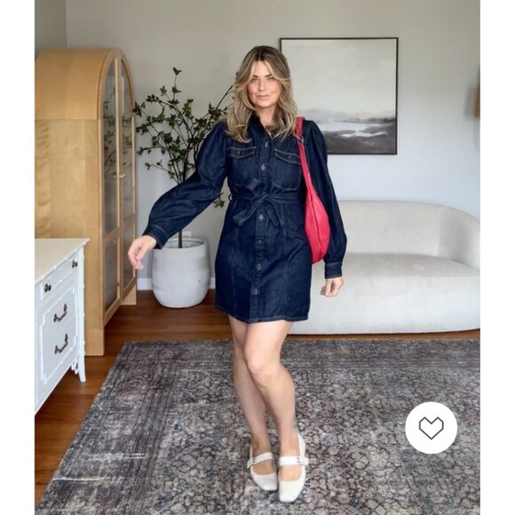 H&M Tie-Belt Denim Mini Dress NWT - Picture 2 of 7